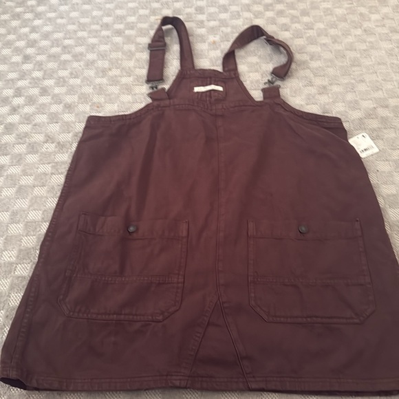 Free People Overall Smocked Mini Dress in Chocolate Brown Size X-Large NWT - Picture 4 of 13